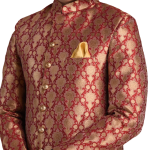 Golden Red Maharaja Style Banarasi Brocade Silk Sherwani | Regal Ethnic Wear | Jaipurio